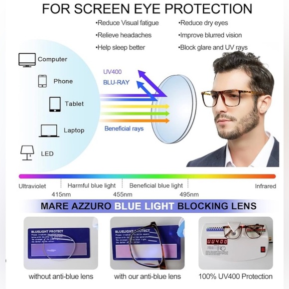 New!! Mare Azzuro anti-blue light protection glasses +6 lens brown/cheetah - Picture 10 of 11